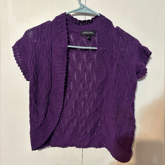 Notations Sweaters - Purple Lace Cardigan Shrug